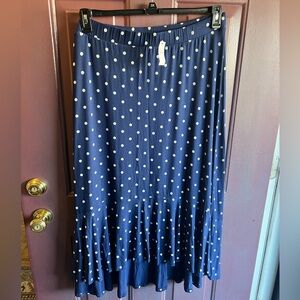 NWT Talbots Blue Polka Dot High Low Skirt XL